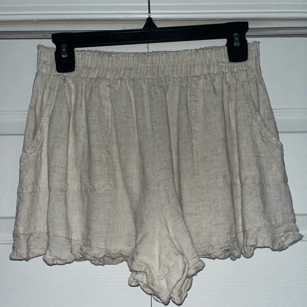 High Waist Beige Women's Shorts